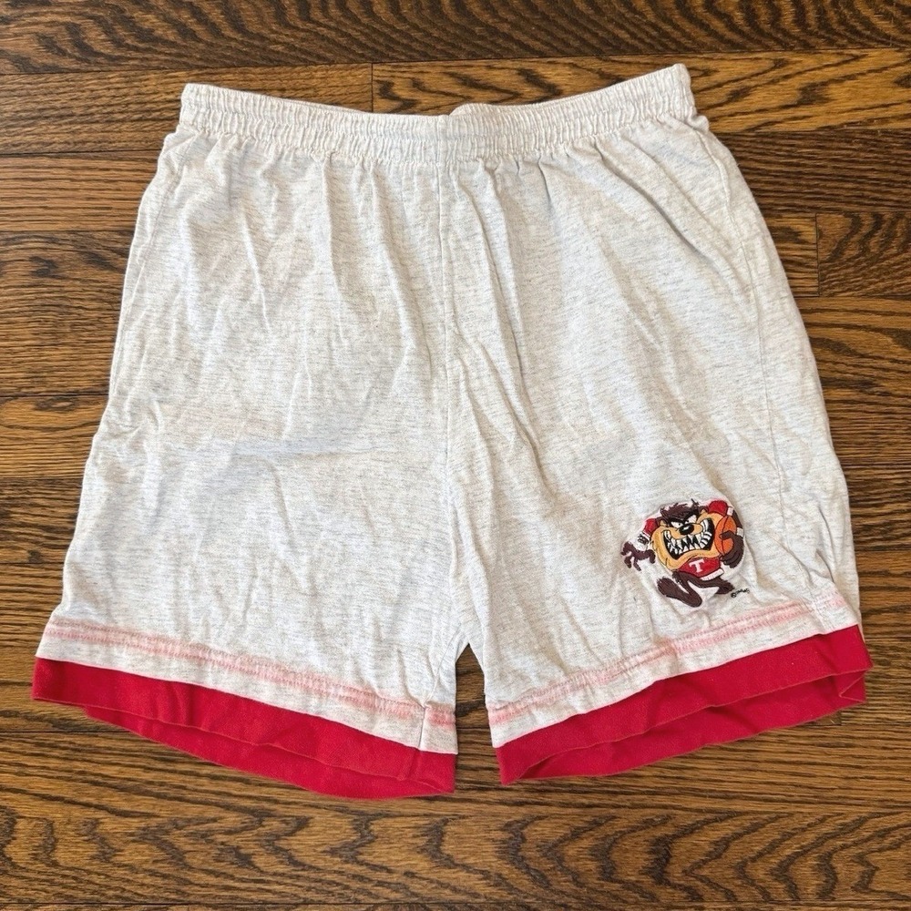 Vintage 90's Taz Football Looney Tunes Embroidered Art Sweat Shorts - Size XL